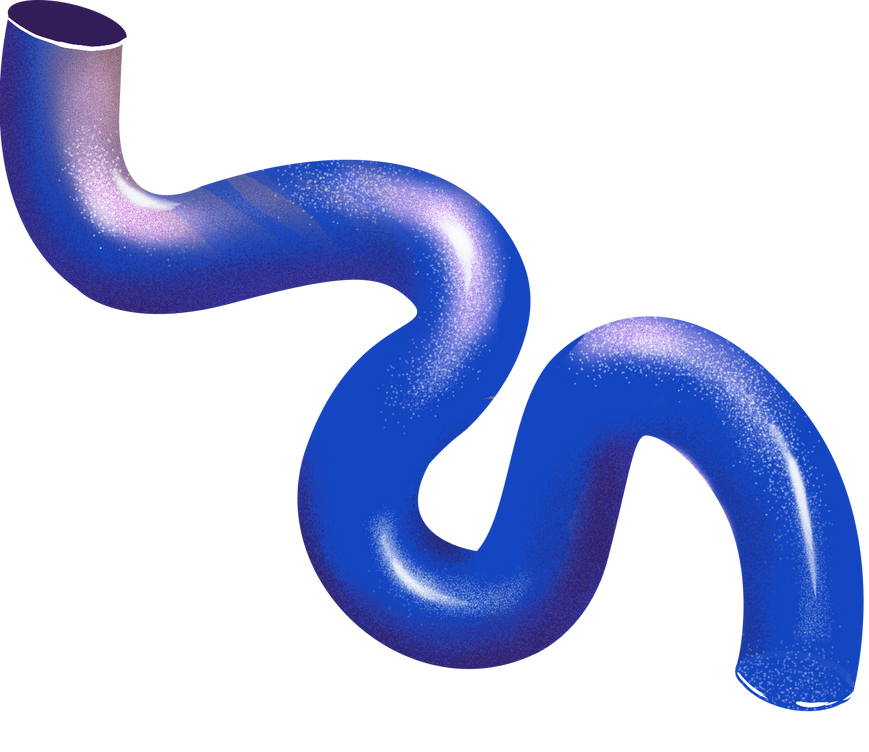 Gradient Glossy Buildable Surrealist Wavy Pipe